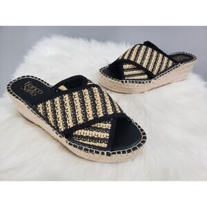 NEW NO BOX‎ Franco Sarto Womens Pamala Black Espadrilles Size 8 SLIP ON SANDAL